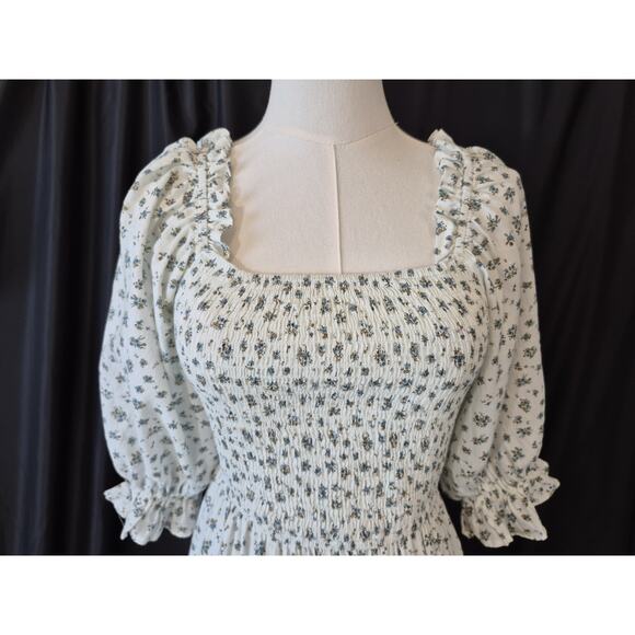 Ivy City Co Womens Micro Blue Floral Madeline Midi Dress XS Prairie Cottage - Picture 6 of 11